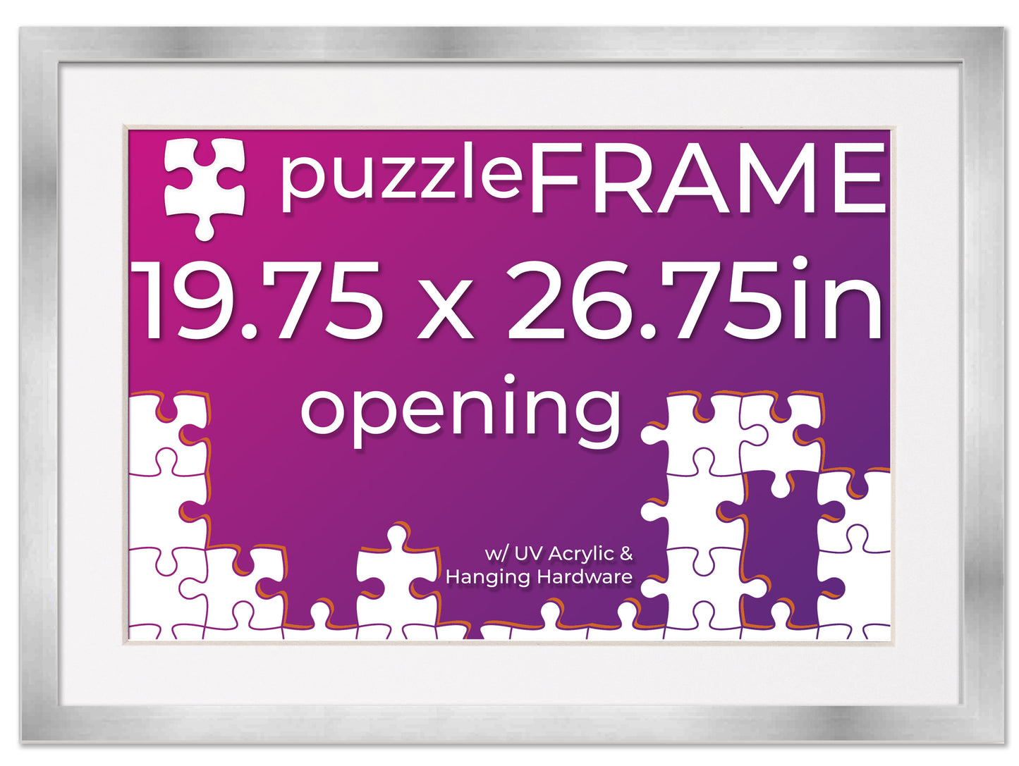 Silver Frame With White Mat for Jigsaw Puzzles