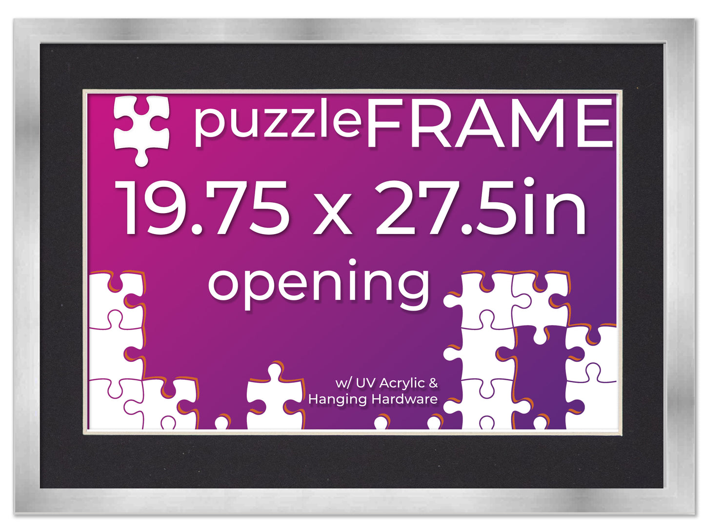 Silver Frame With Black Mat for Jigsaw Puzzles