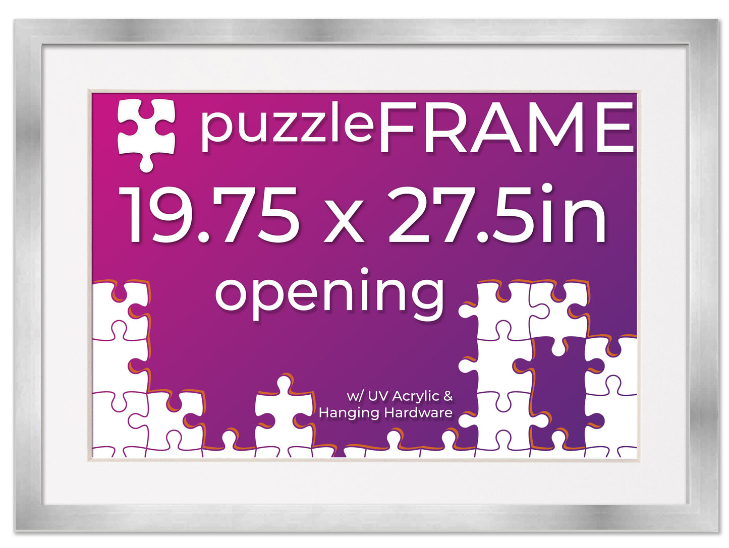 Silver Frame With White Mat for Jigsaw Puzzles