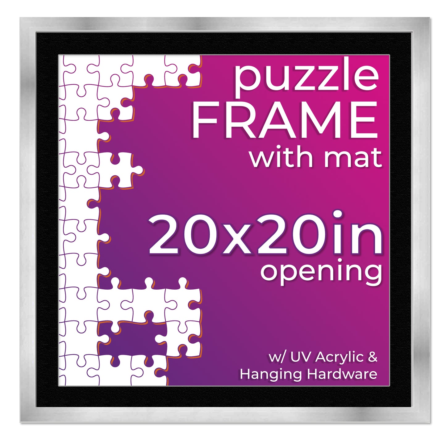 Silver Frame With Black Mat for Jigsaw Puzzles