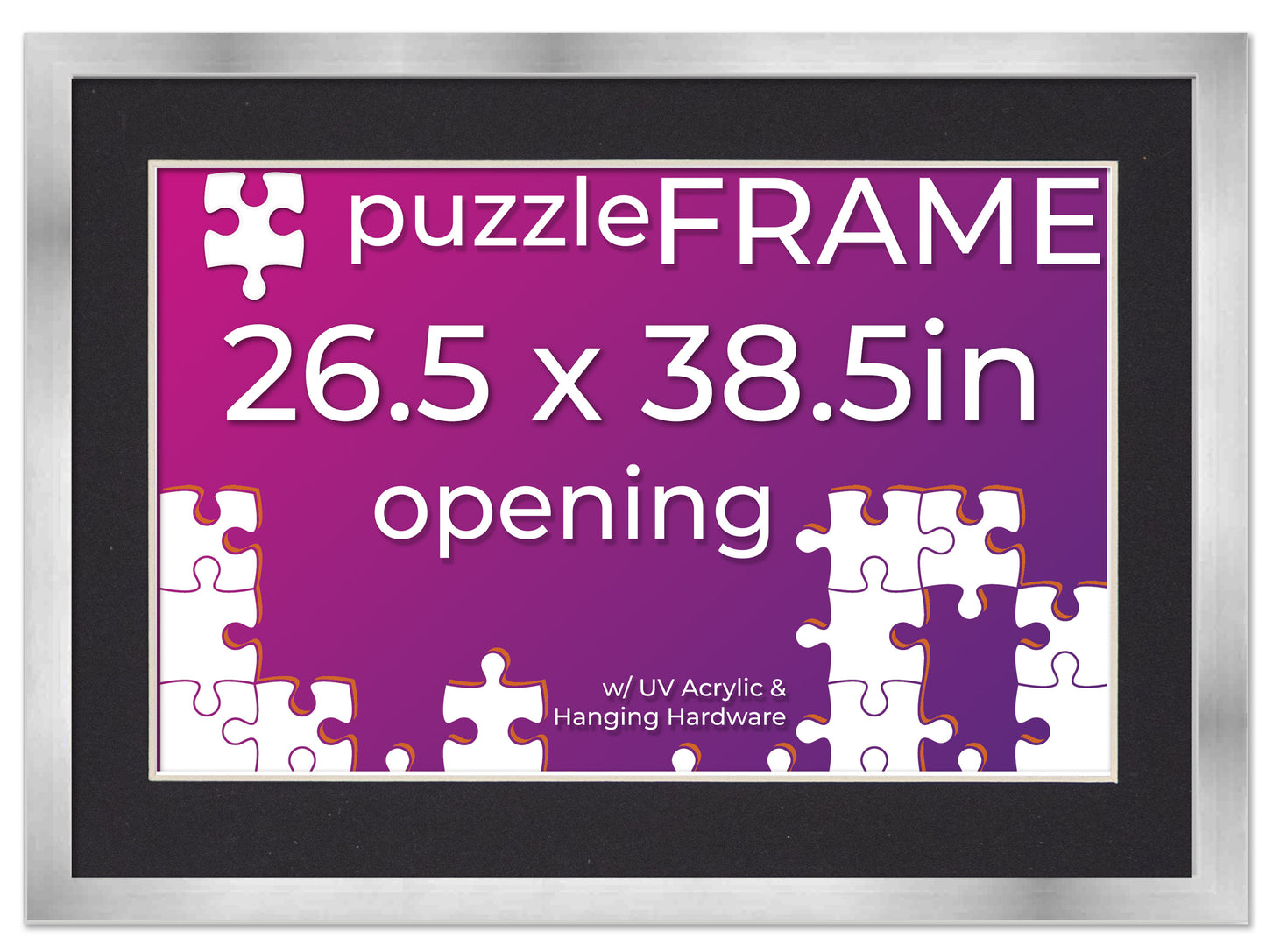Silver Frame With Black Mat for Jigsaw Puzzles