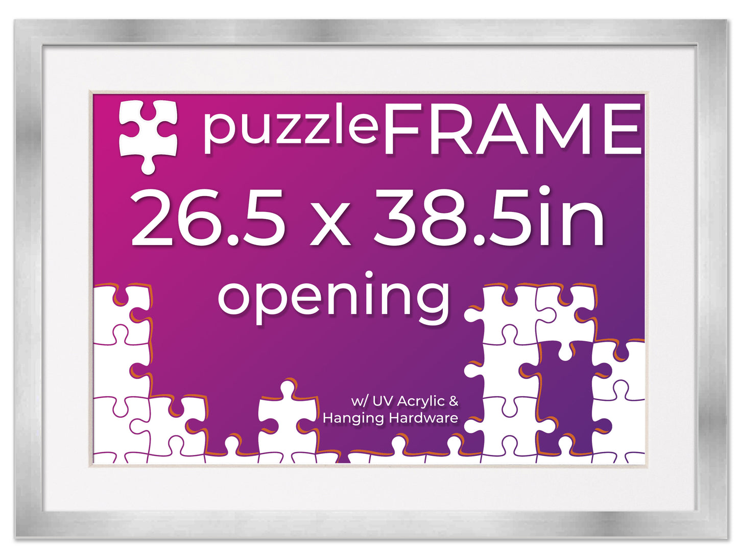 Silver Frame With White Mat for Jigsaw Puzzles