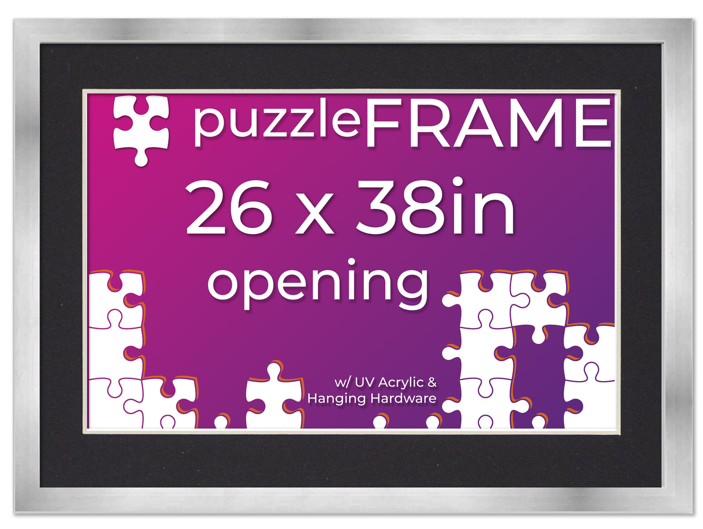 Silver Frame With Black Mat for Jigsaw Puzzles