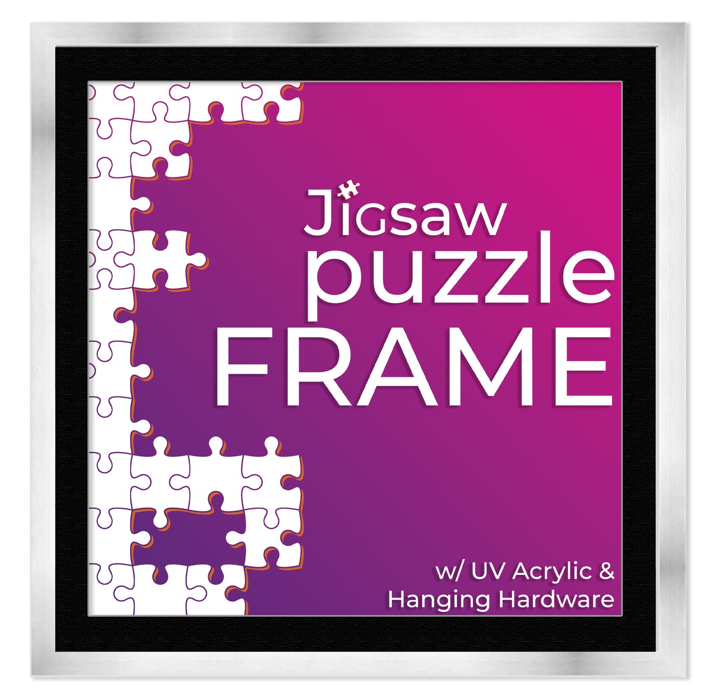 Silver Frame With Black Mat for Jigsaw Puzzles