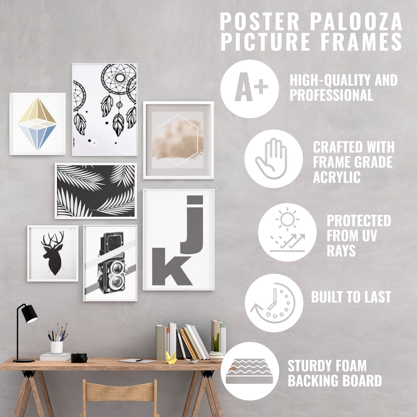 White Washed Shadow Box Frame With Light Grey Acid-Free Suede Backing