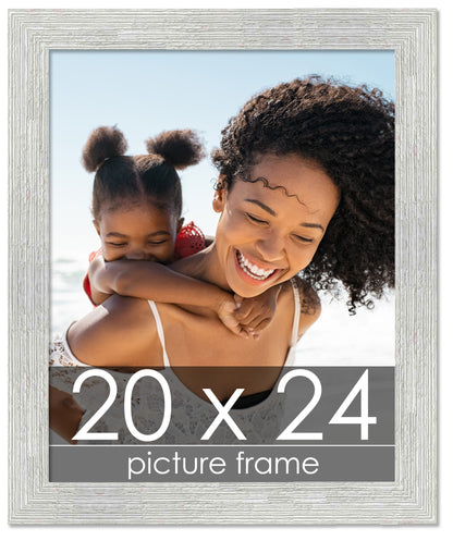 Distressed/Aged White Washed Wood Picture Frame