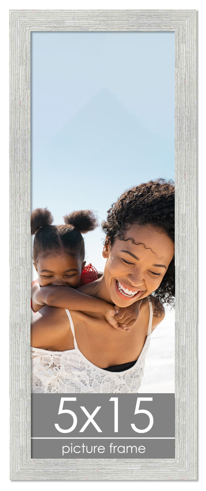 Distressed/Aged White Washed Wood Picture Frame