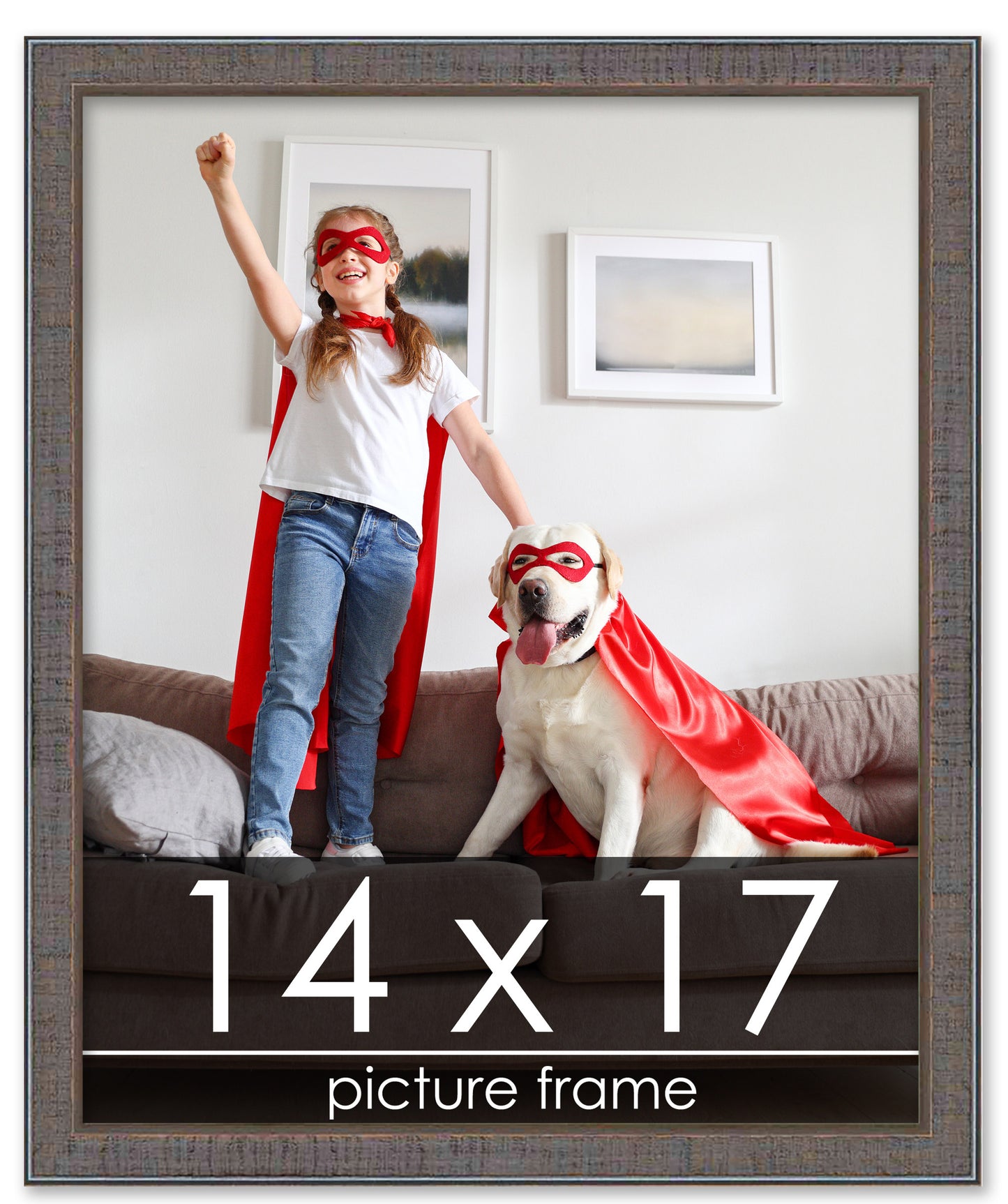 Distressed/Aged Pewter Wood Picture Frame