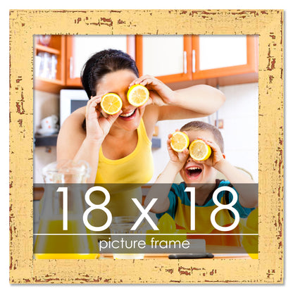 Shabby Chic Yellow Wood Picture Frame