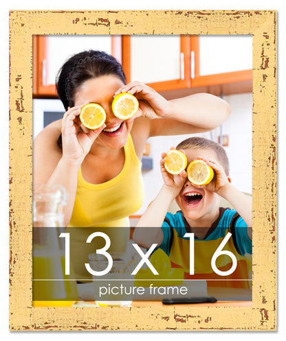 Shabby Chic Yellow Wood Picture Frame