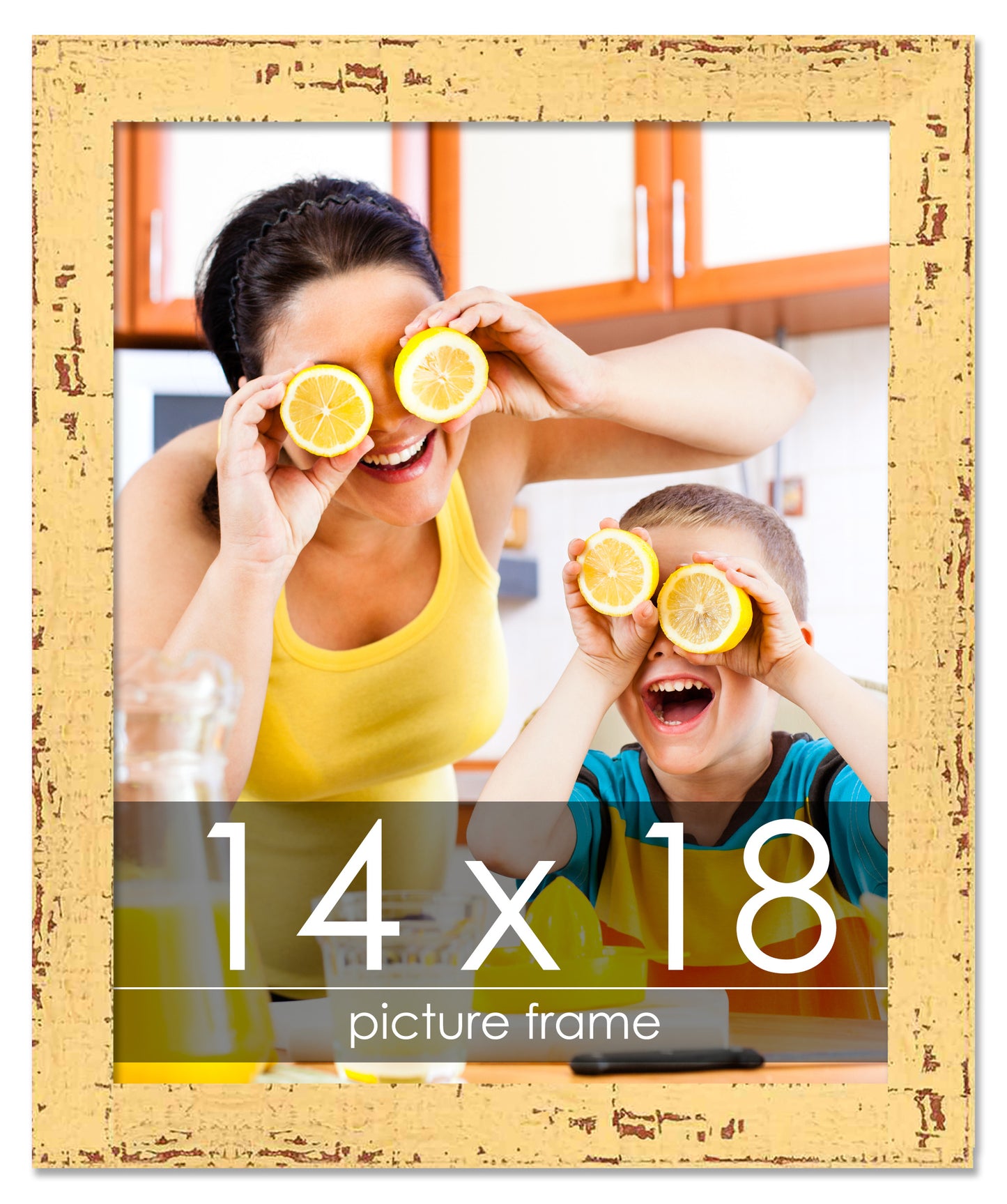Shabby Chic Yellow Wood Picture Frame