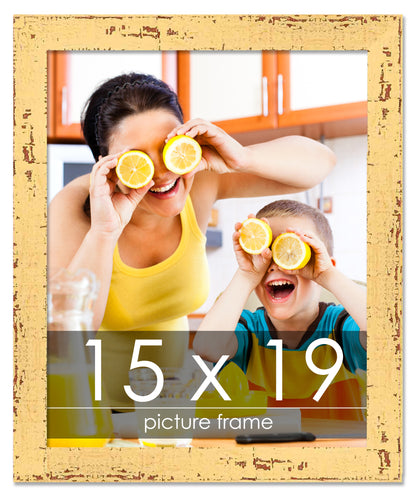 Shabby Chic Yellow Wood Picture Frame