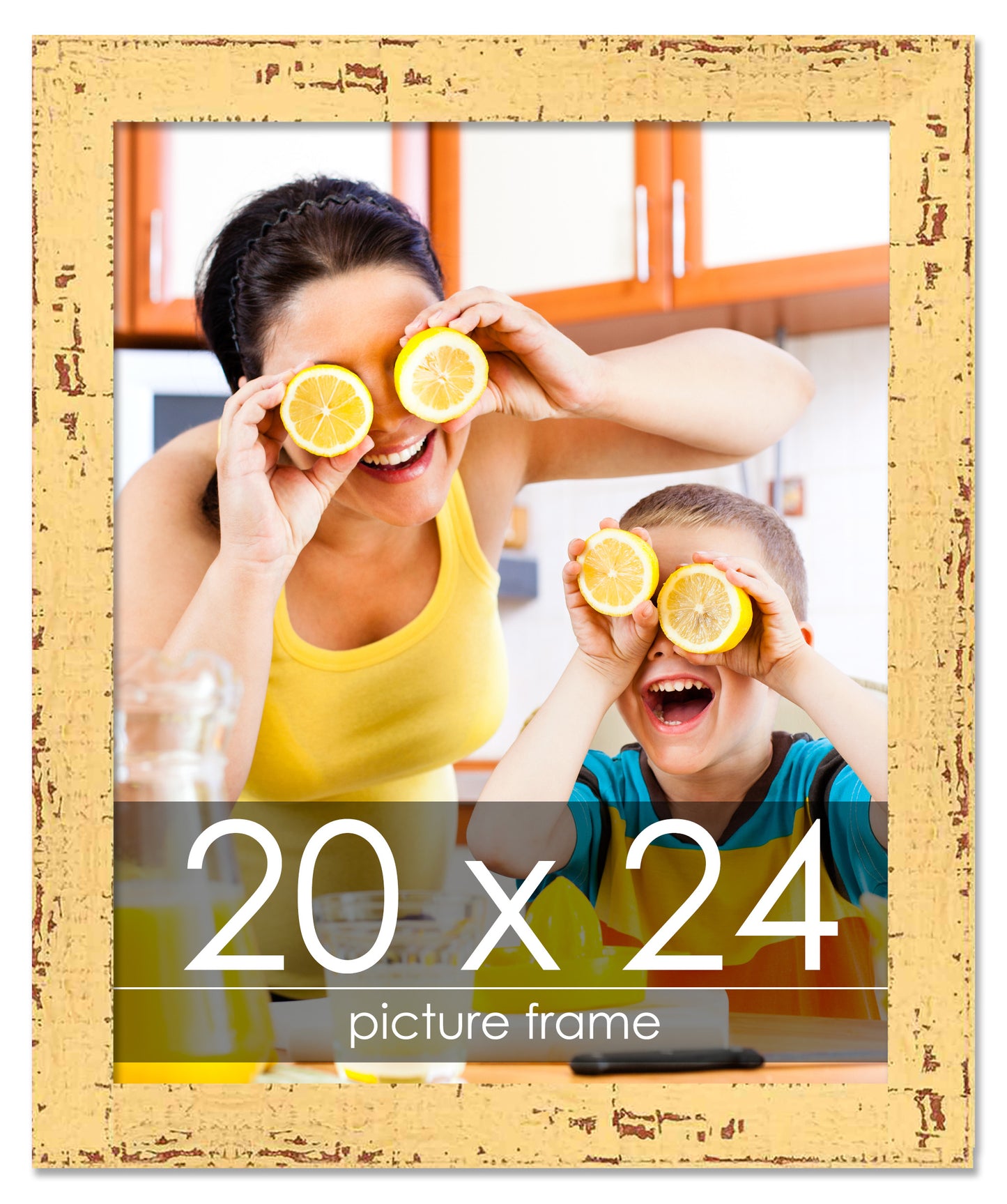 Shabby Chic Yellow Wood Picture Frame