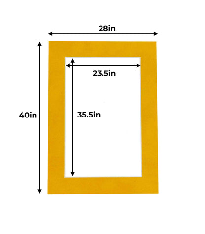 Pack of 25 Bright Yellow Precut Acid-Free Matboard Set with Clear Bags & Backings