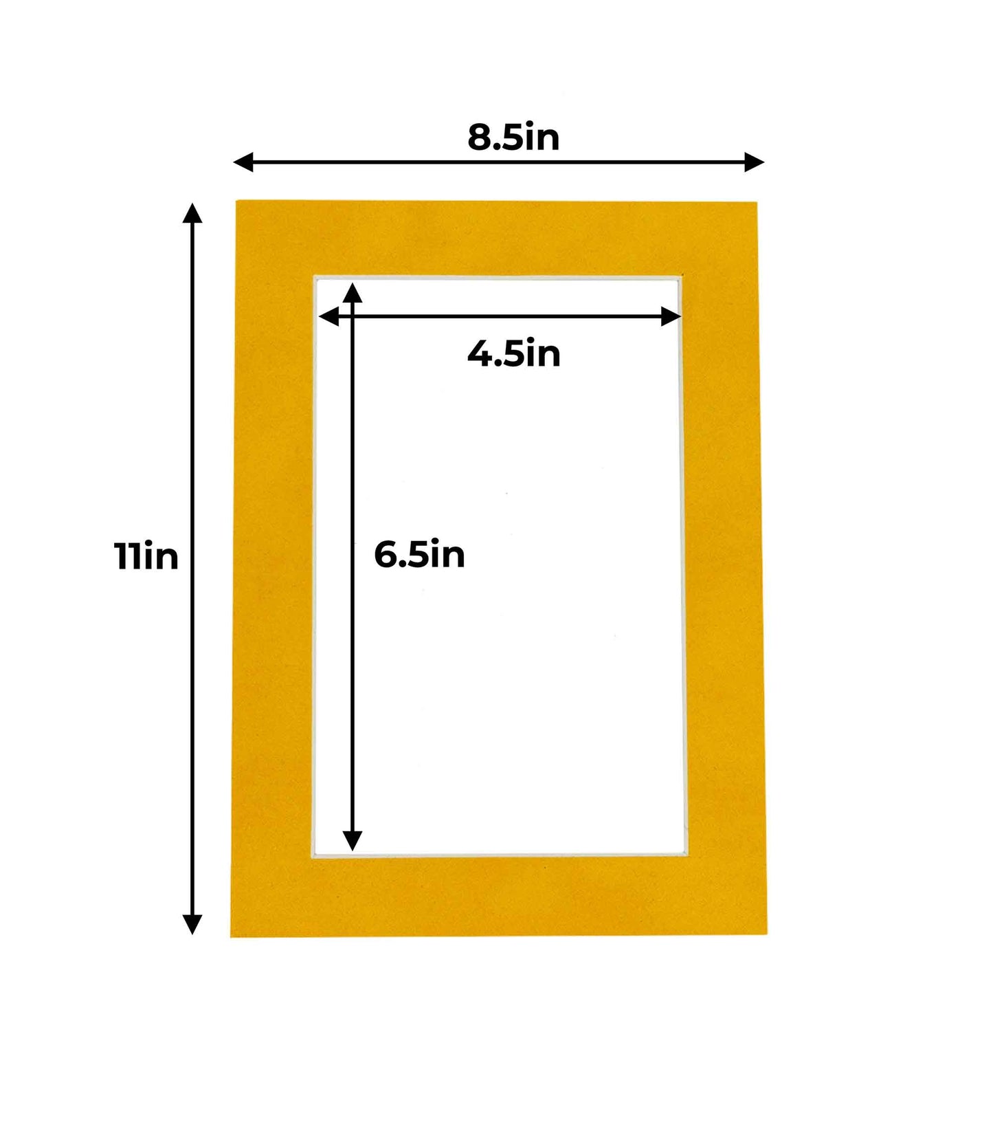 Pack of 25 Bright Yellow Precut Acid-Free Matboard Set with Clear Bags & Backings