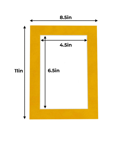 Pack of 25 Bright Yellow Precut Acid-Free Matboard Set with Clear Bags & Backings