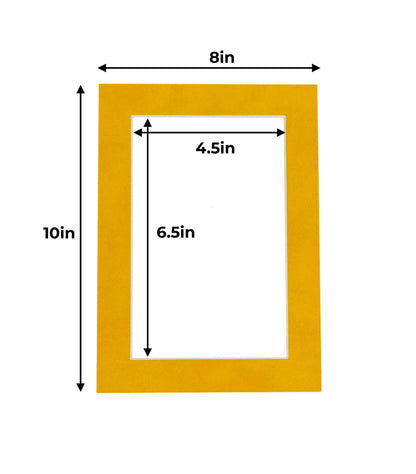 Pack of 25 Bright Yellow Precut Acid-Free Matboard Set with Clear Bags & Backings