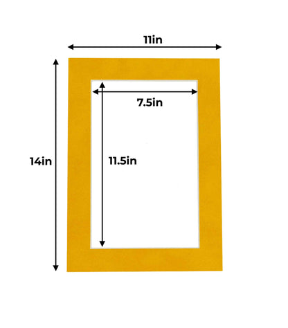 Pack of 25 Bright Yellow Precut Acid-Free Matboard Set with Clear Bags & Backings