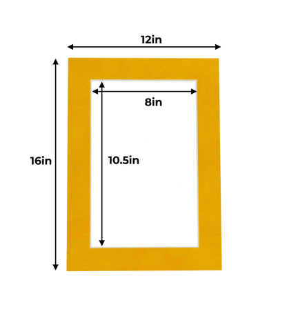 Pack of 25 Bright Yellow Precut Acid-Free Matboard Set with Clear Bags & Backings