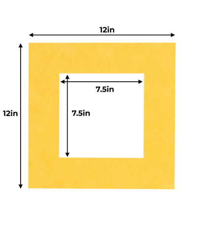 Pack of 25 Bright Yellow Precut Acid-Free Matboard Set with Clear Bags & Backings