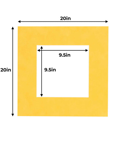 Pack of 25 Bright Yellow Precut Acid-Free Matboard Set with Clear Bags & Backings