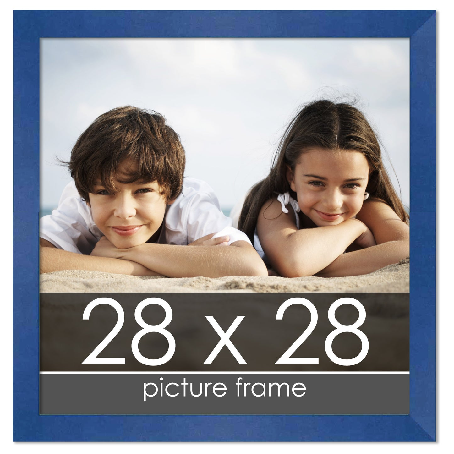 Contemporary Blue Wood Picture Frame