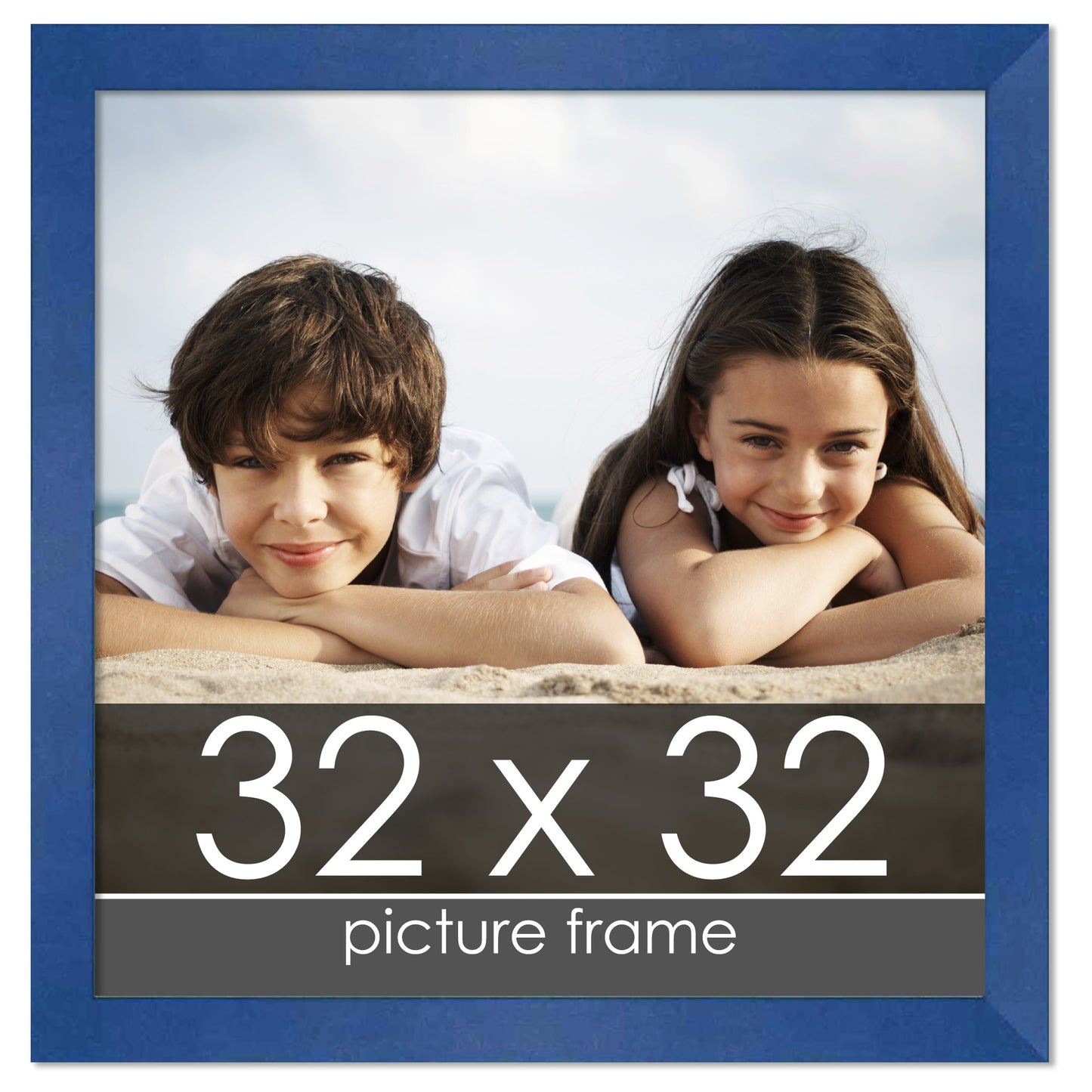 Contemporary Blue Wood Picture Frame