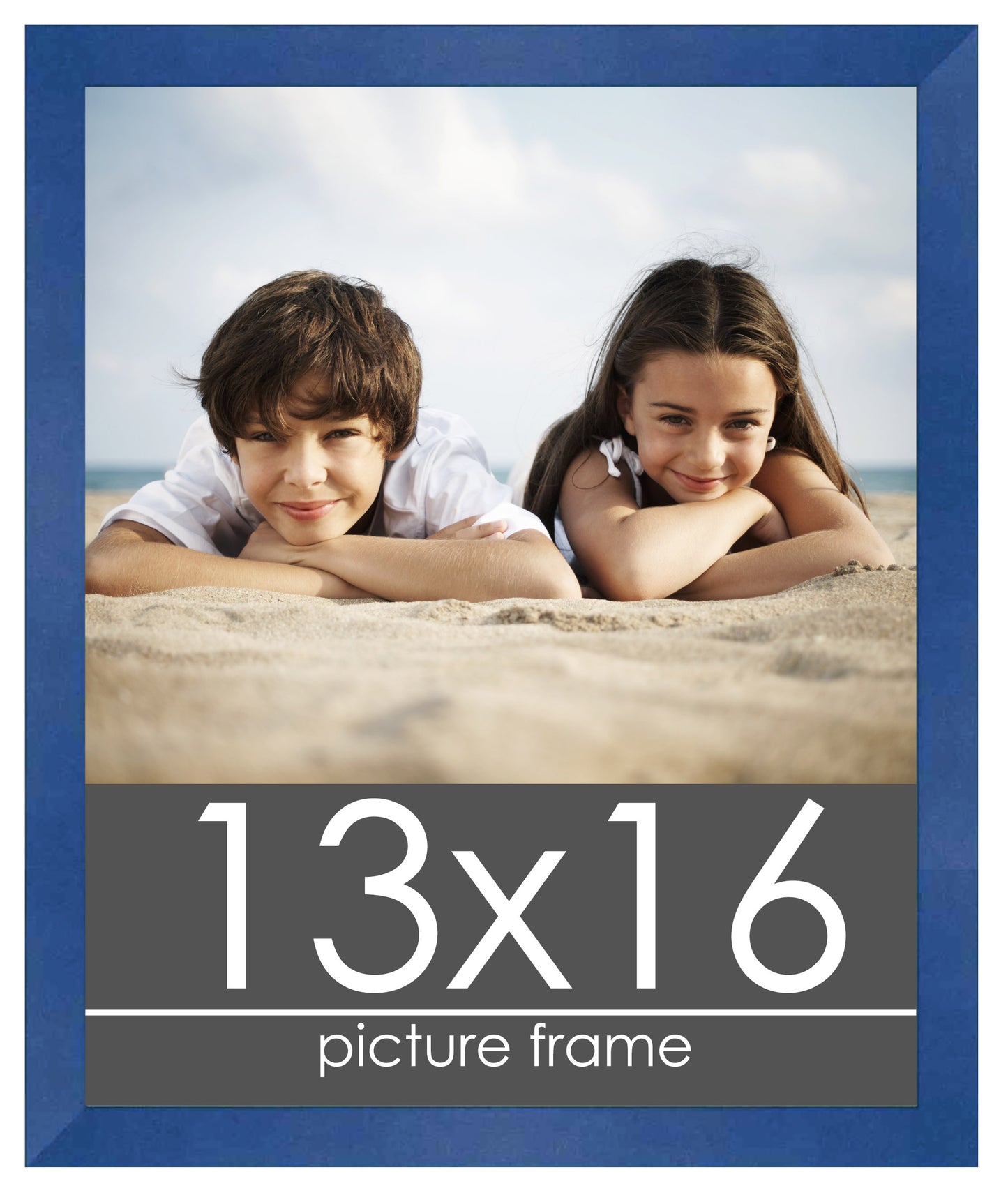 Contemporary Blue Wood Picture Frame