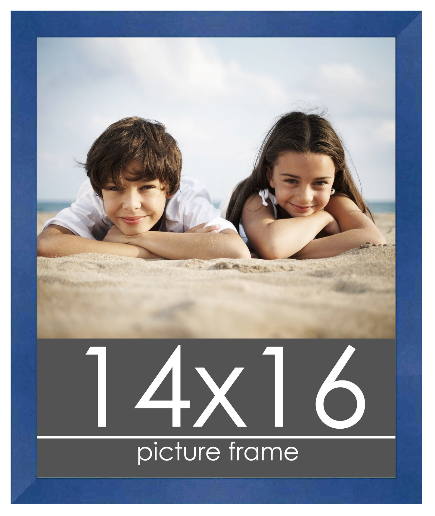 Contemporary Blue Wood Picture Frame
