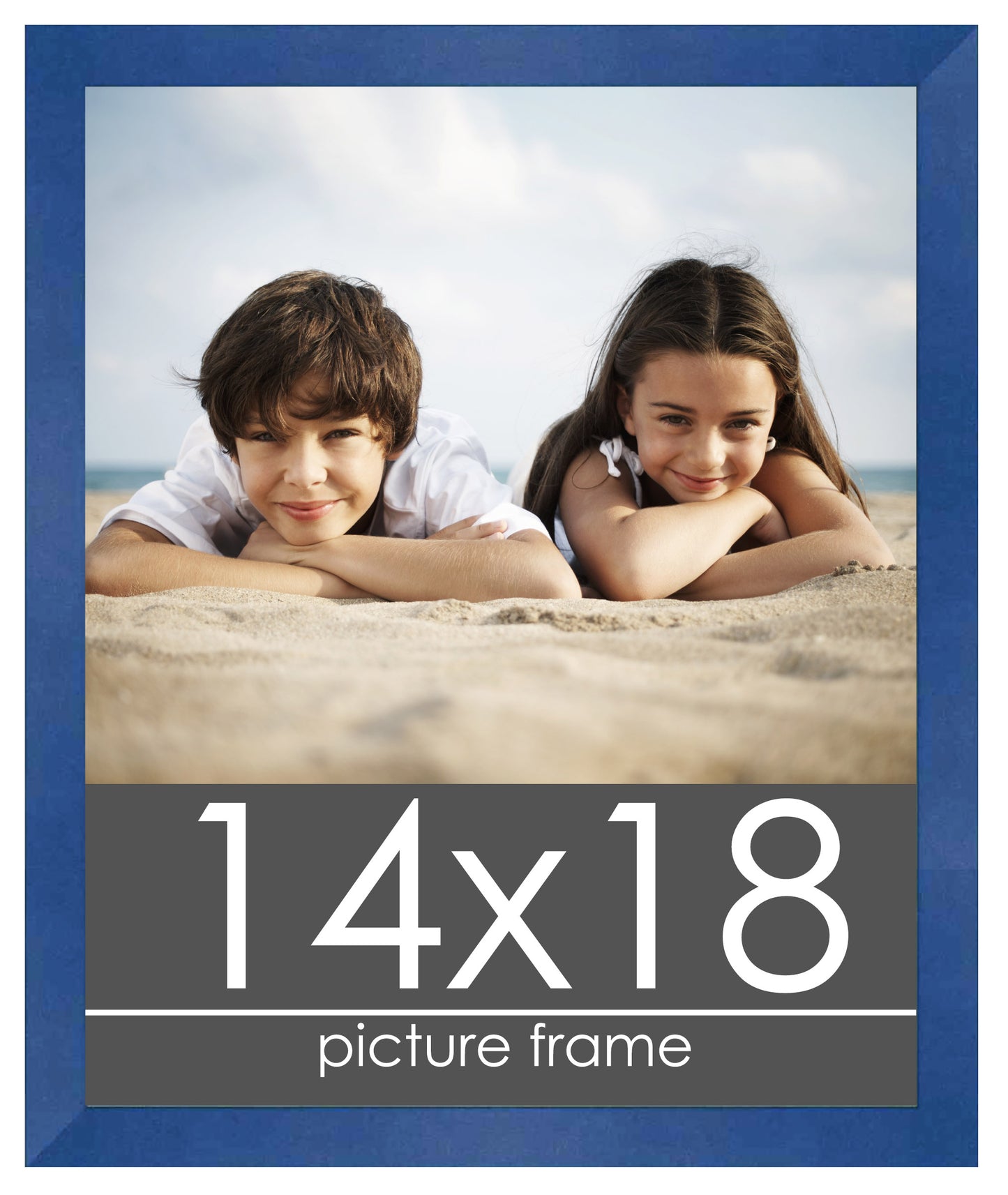 Contemporary Blue Wood Picture Frame