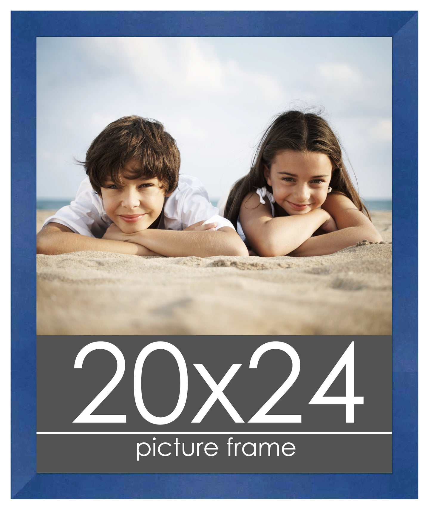 Contemporary Blue Wood Picture Frame