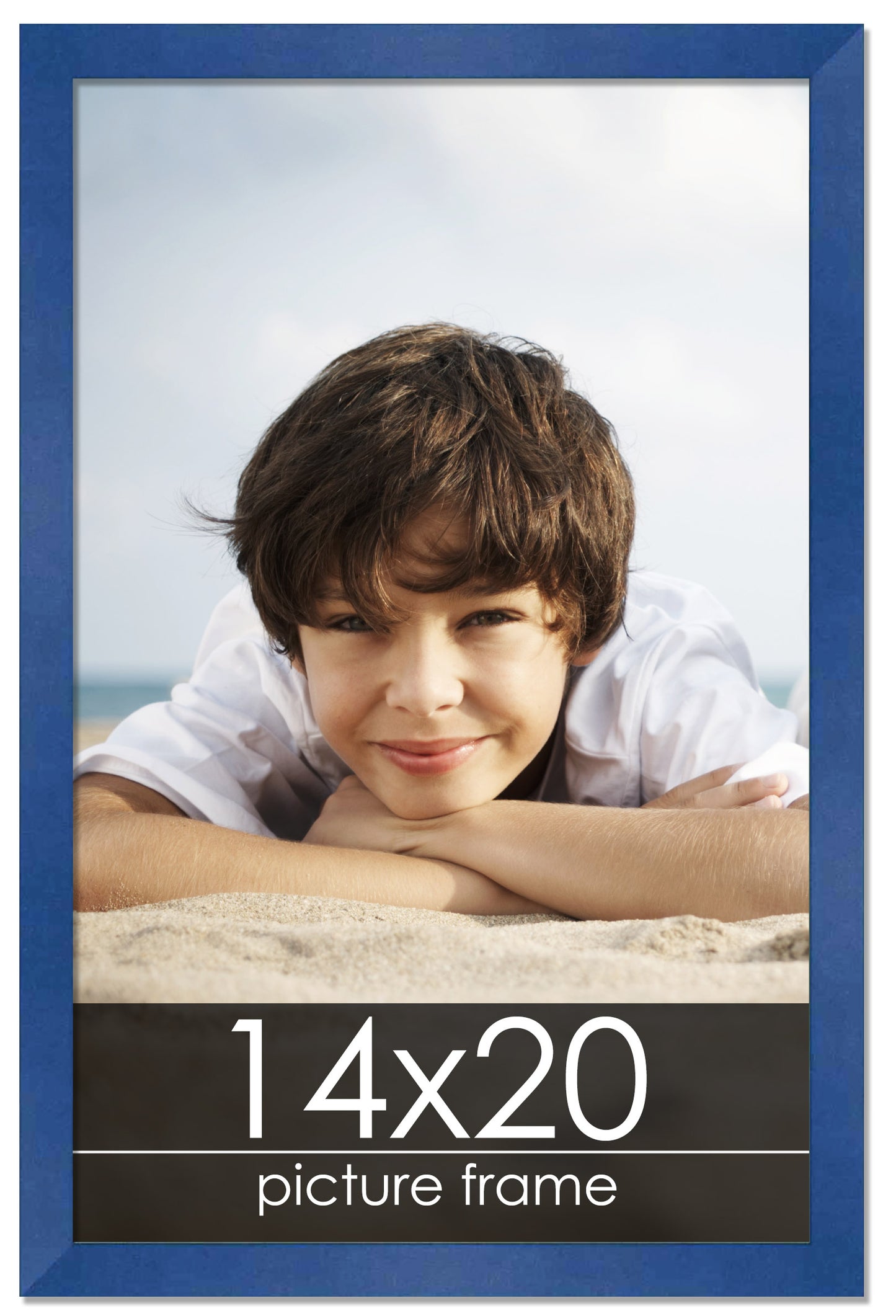 Contemporary Blue Wood Picture Frame
