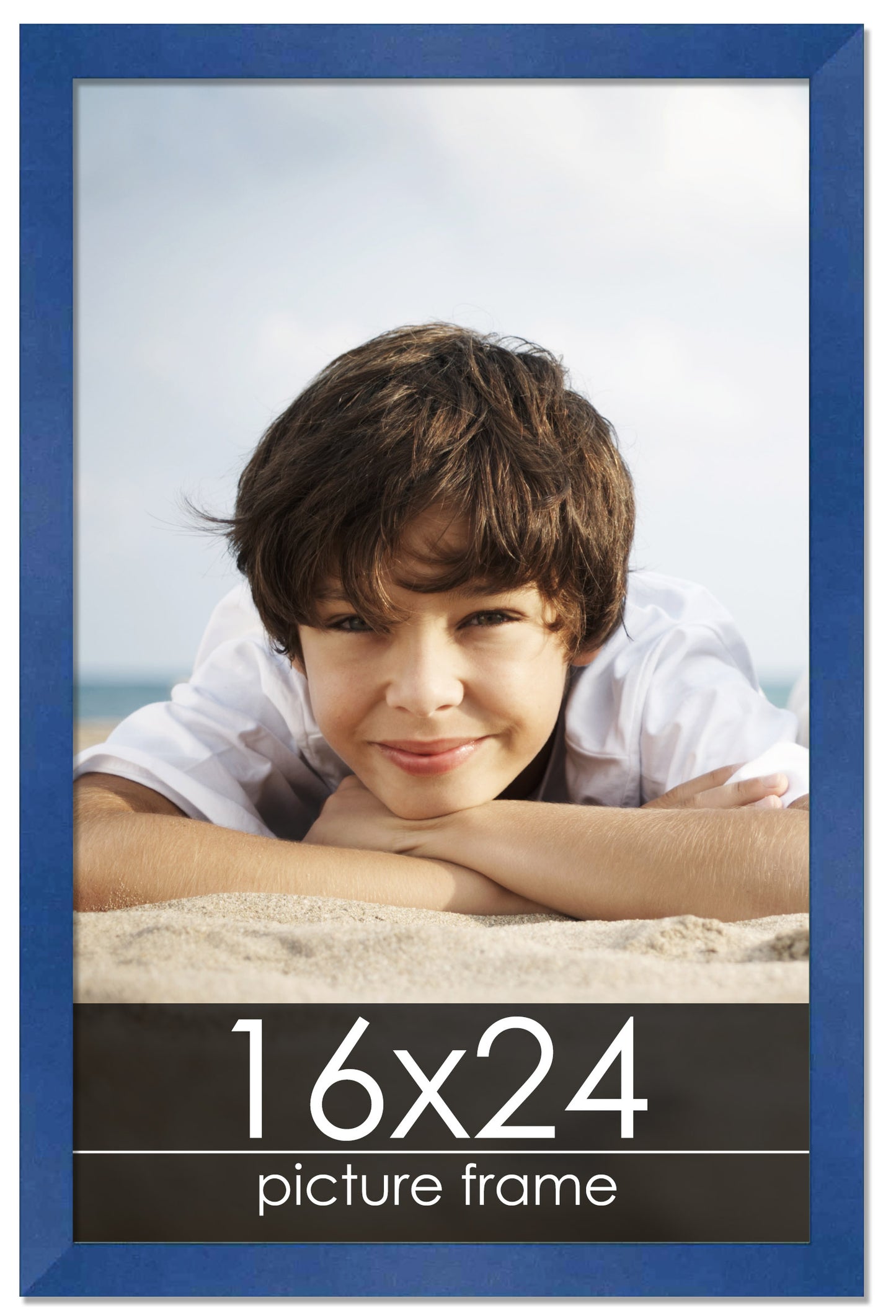Contemporary Blue Wood Picture Frame