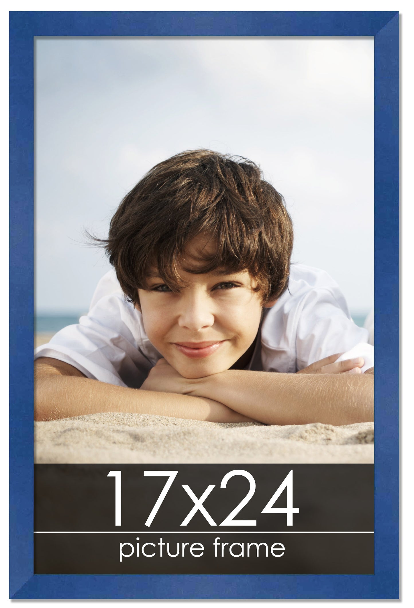 Contemporary Blue Wood Picture Frame