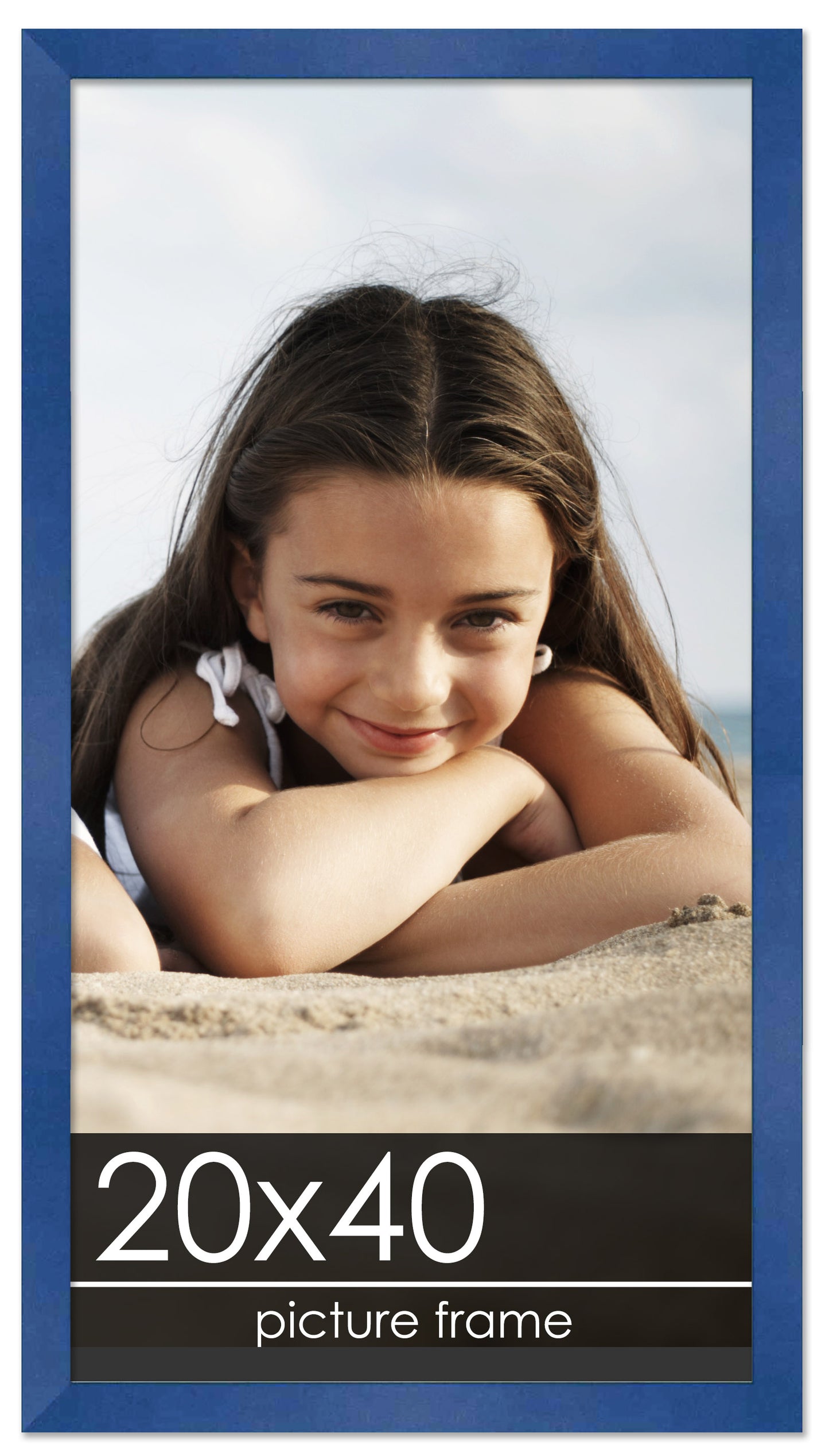 Contemporary Blue Wood Picture Frame