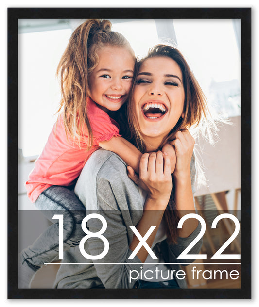 18x22 Picture Frame Black Solid Pine Wood 0.75 Inch Wide