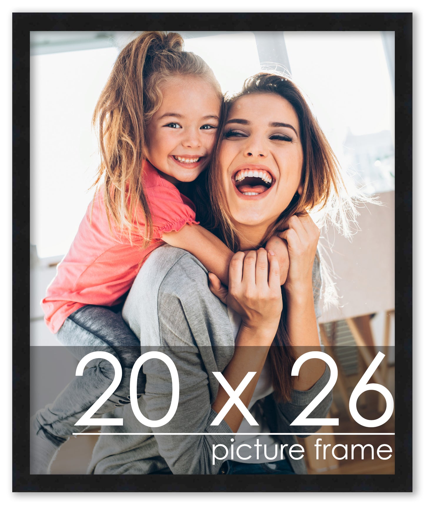 20x26 Picture Frame Black Solid Pine Wood 0.75 Inch Wide