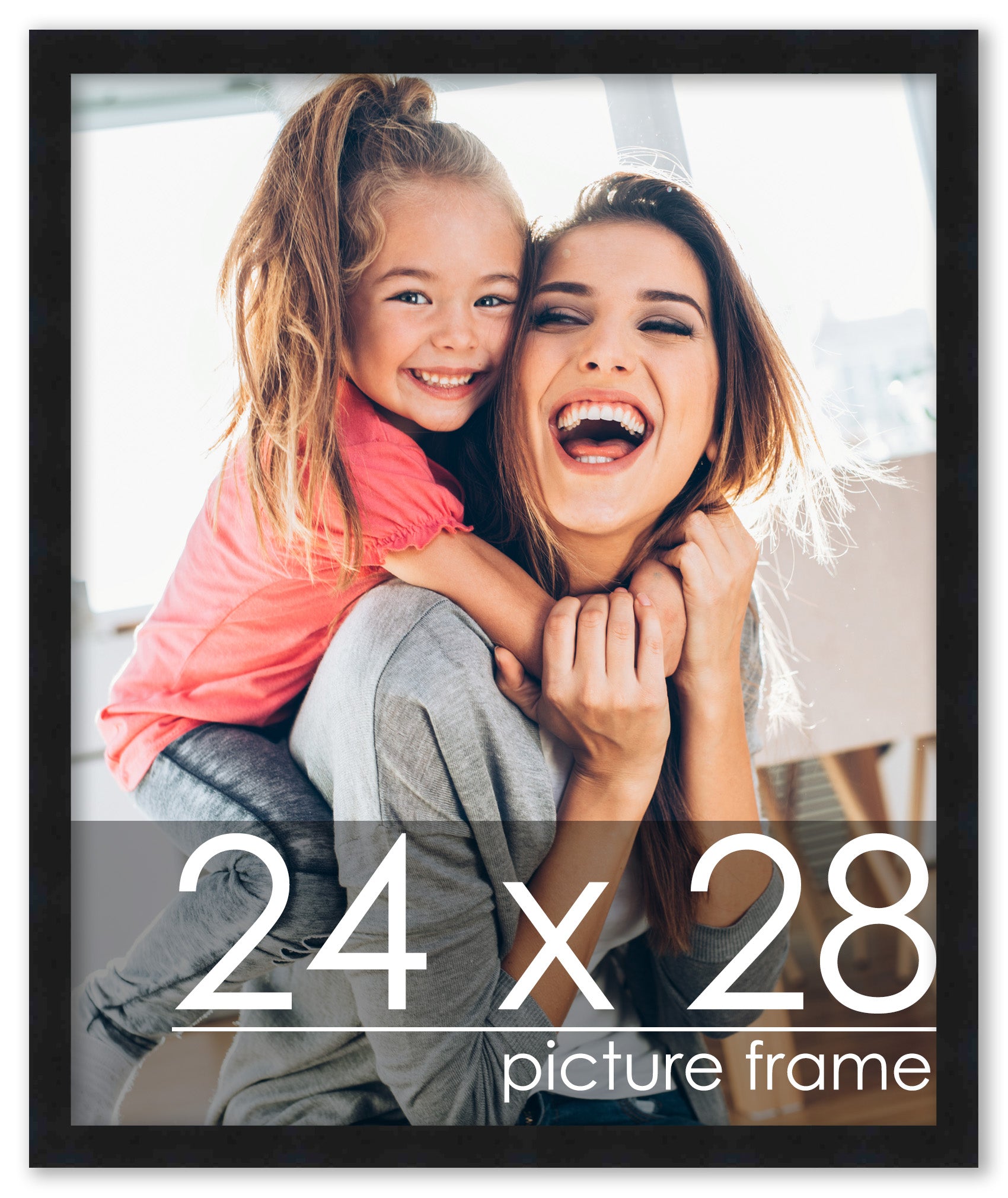 24x28 Picture Frame Black Solid Pine Wood 0.75 Inch Wide