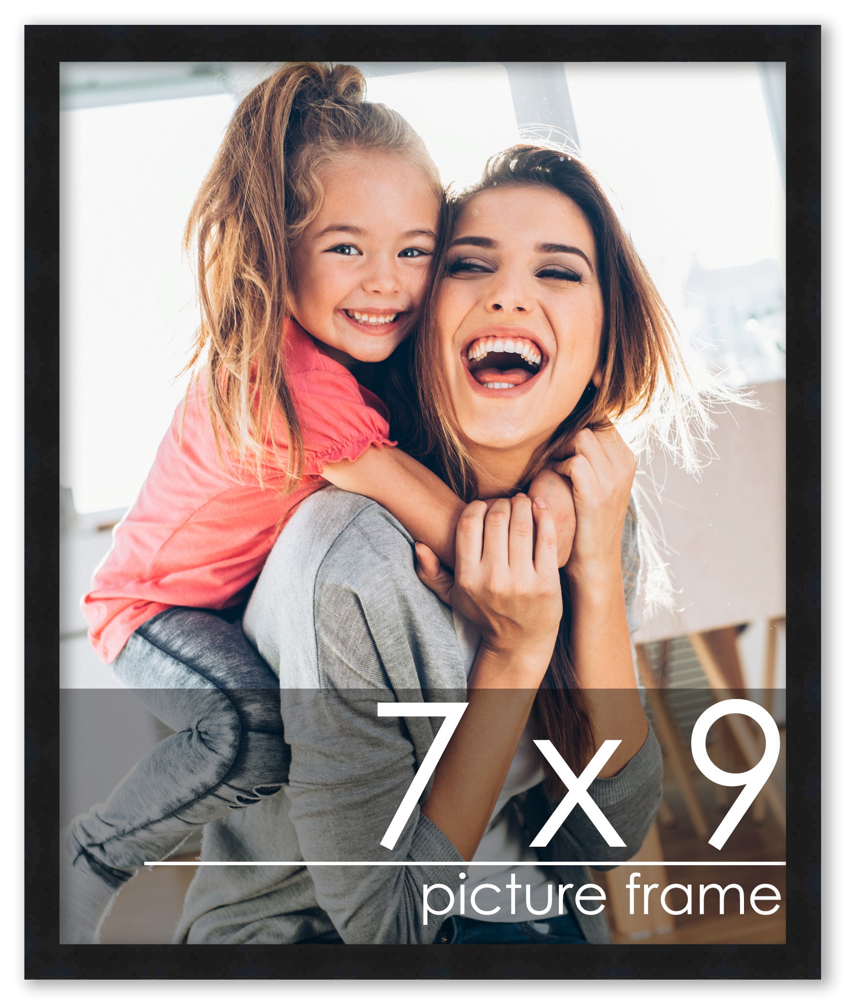 7x9 Picture Frame Black Solid Pine Wood 0.75 Inch Wide