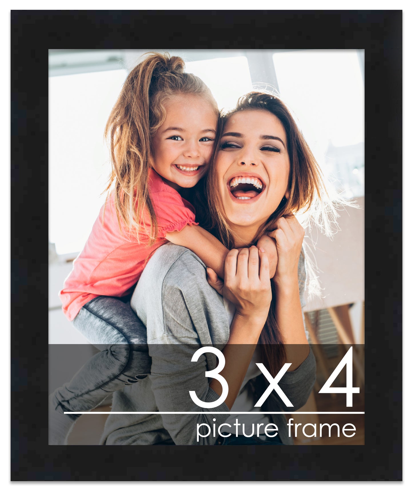3x4 Picture Frame Black Solid Pine Wood 0.75 Inch Wide