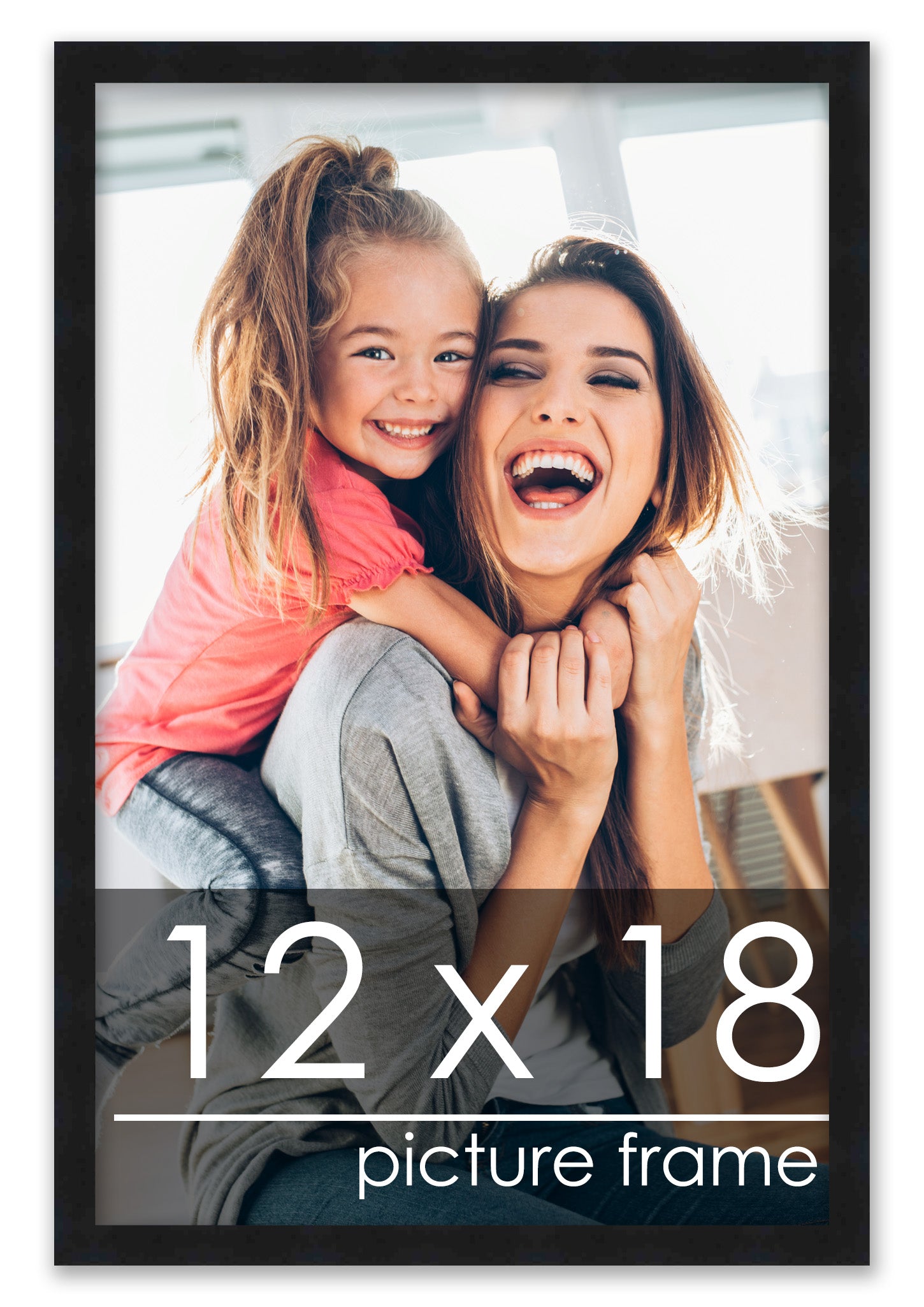 12x18 Picture Frame Black Solid Pine Wood 0.75 Inch Wide