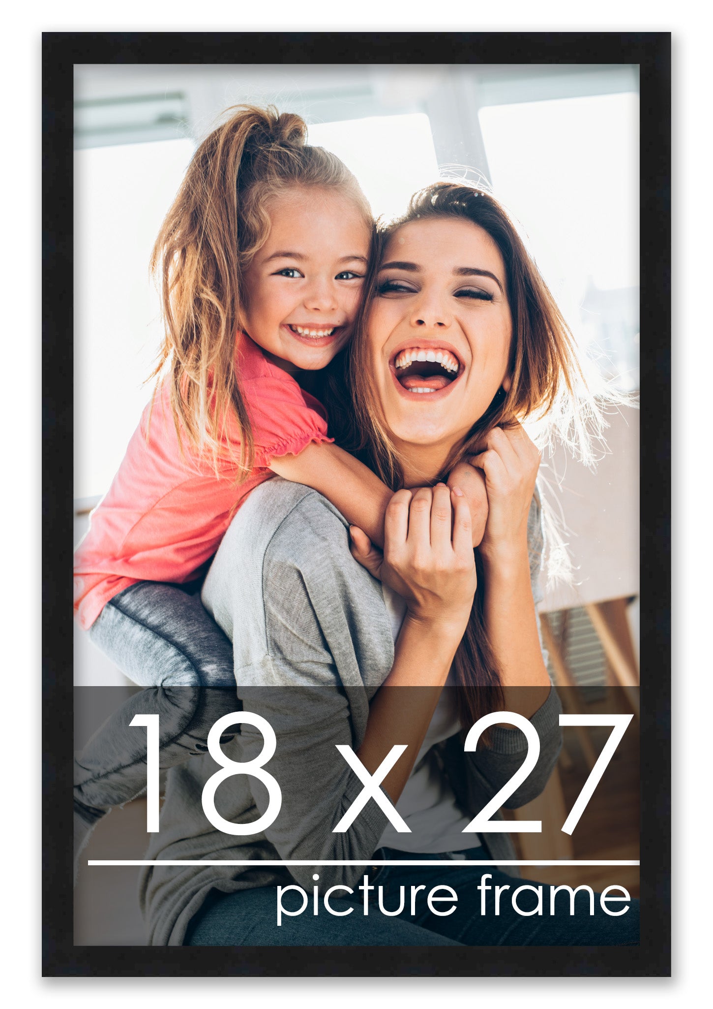 18x27 Picture Frame Black Solid Pine Wood 0.75 Inch Wide