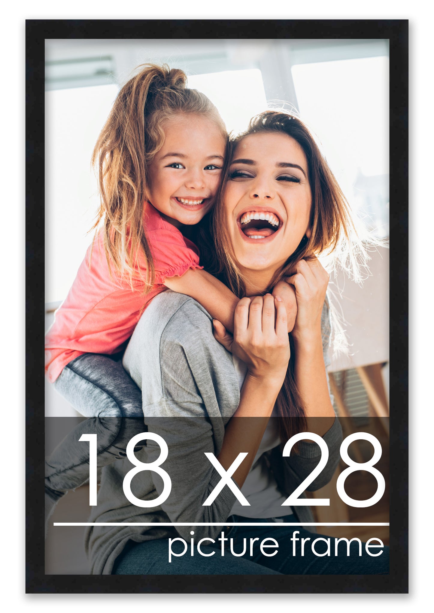 18x28 Picture Frame Black Solid Pine Wood 0.75 Inch Wide