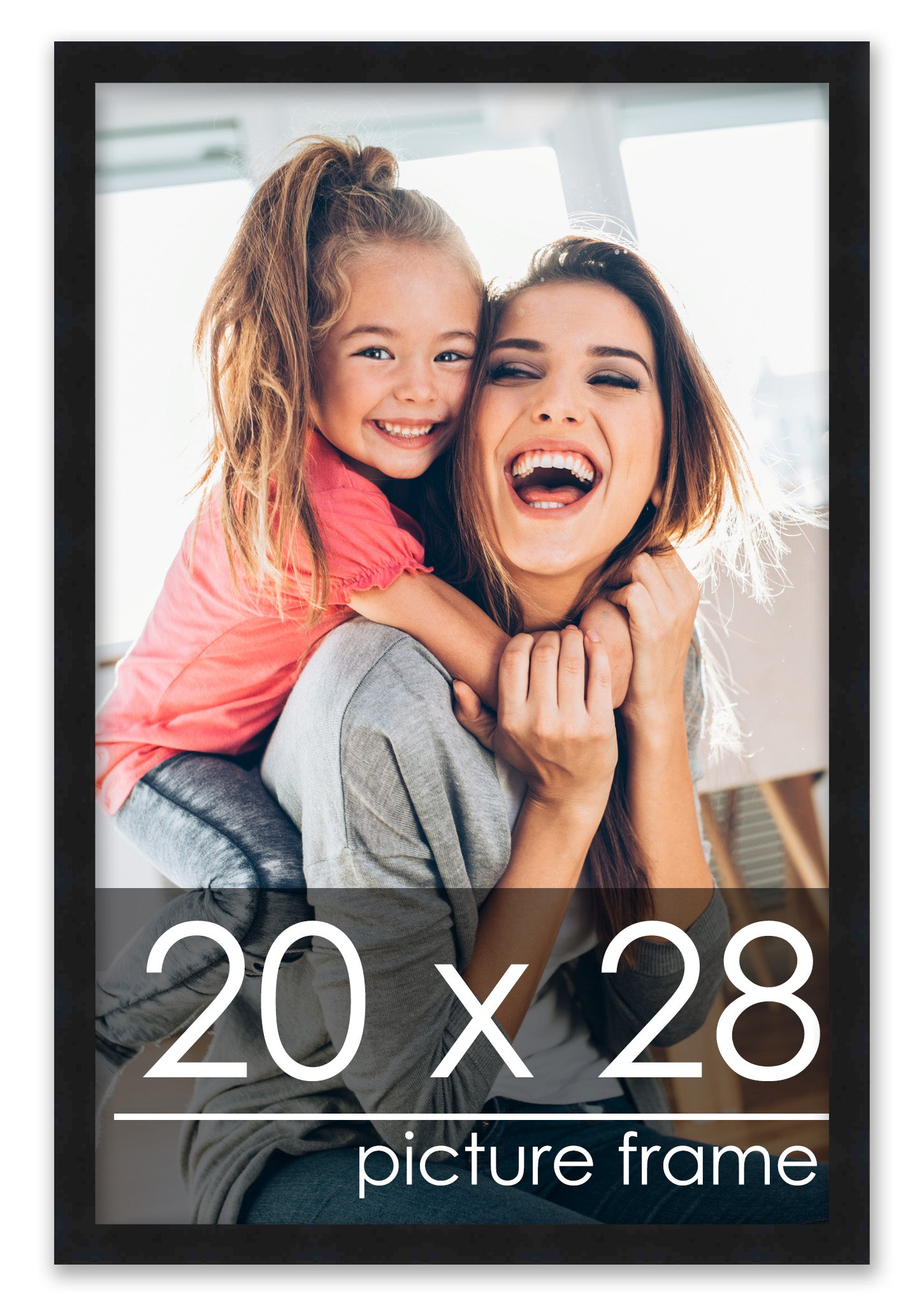 20x28 Picture Frame Black Solid Pine Wood 0.75 Inch Wide