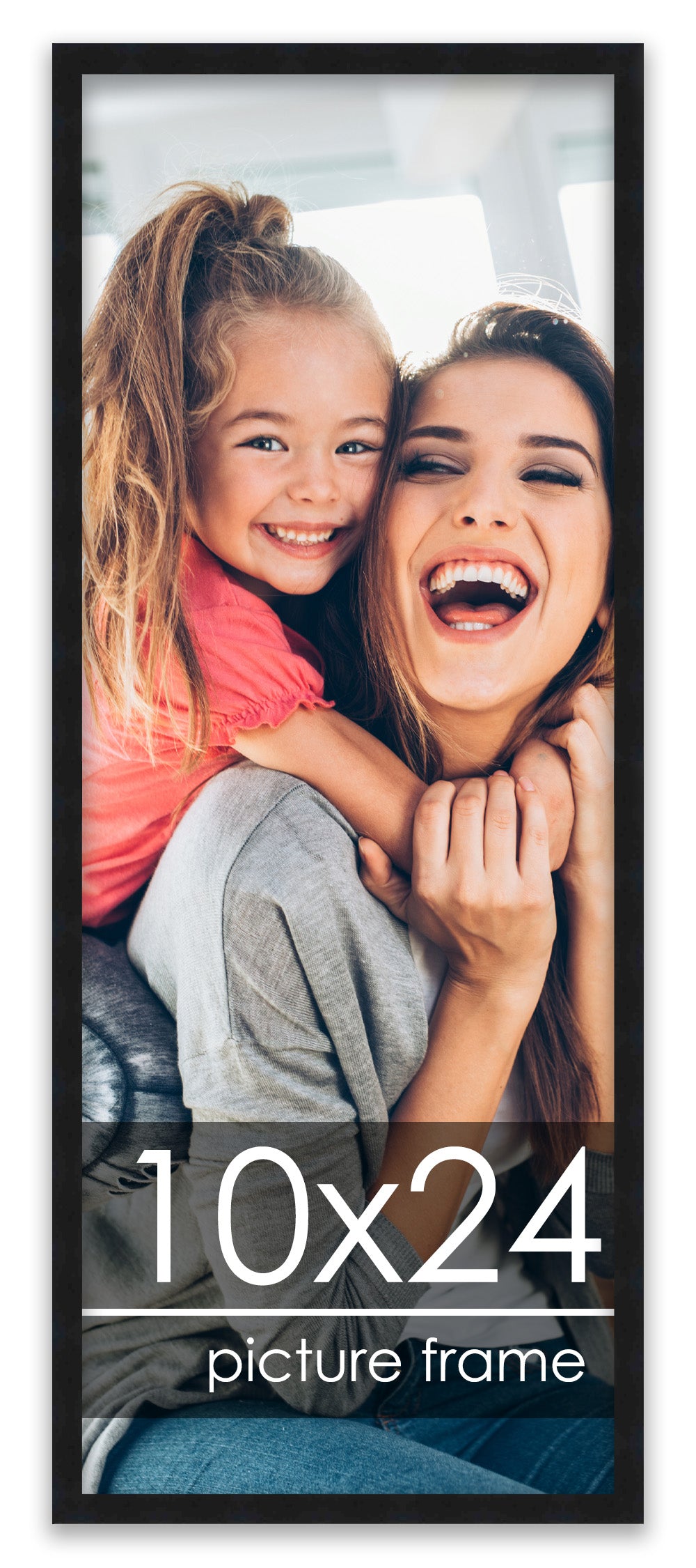 10x24 Picture Frame Black Solid Pine Wood 0.75 Inch Wide