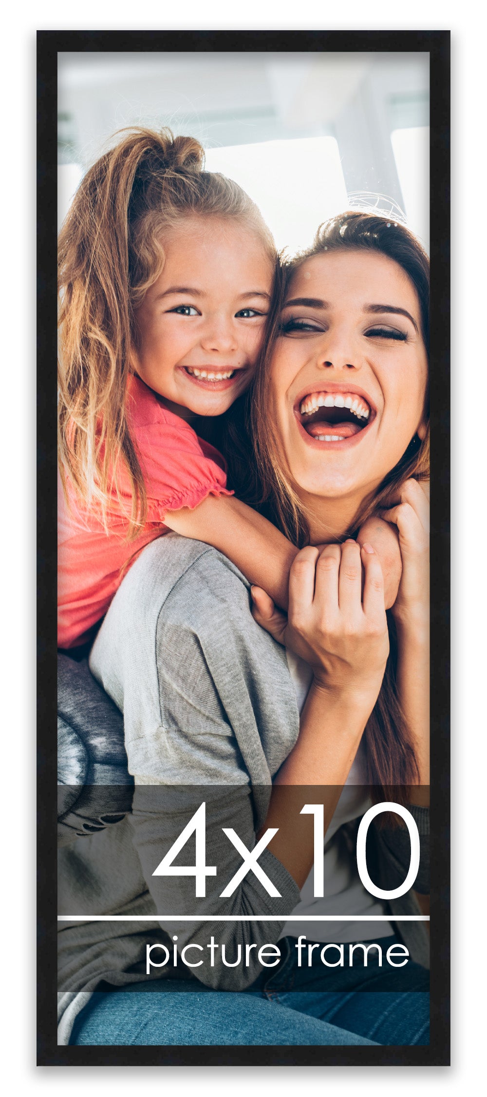 4x10 Picture Frame Black Solid Pine Wood 0.75 Inch Wide