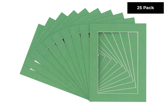 Pack of 25 Turf Green Precut Acid-Free Matboards