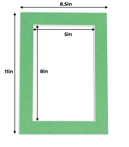 Pack of 10 Turf Green Precut Acid-Free Matboards
