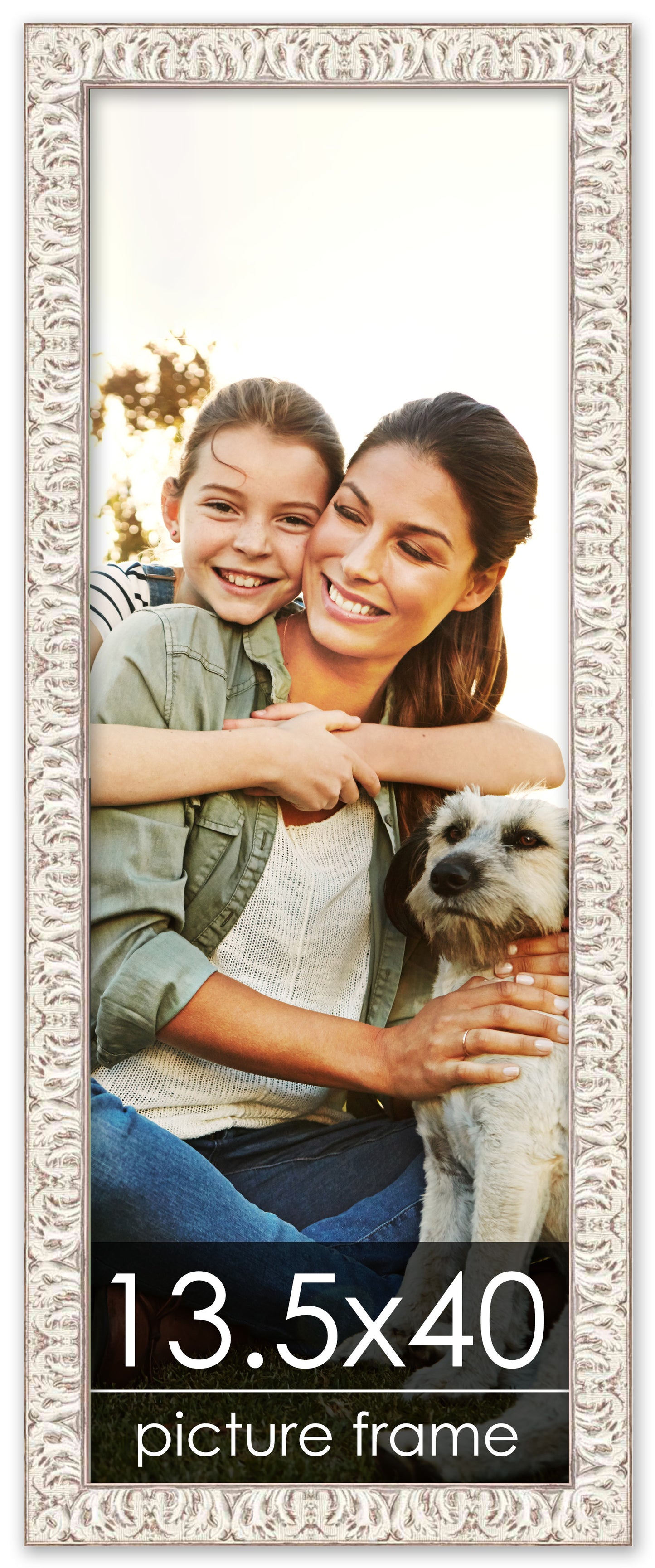 Ornate White Washed Wood Picture Frame
