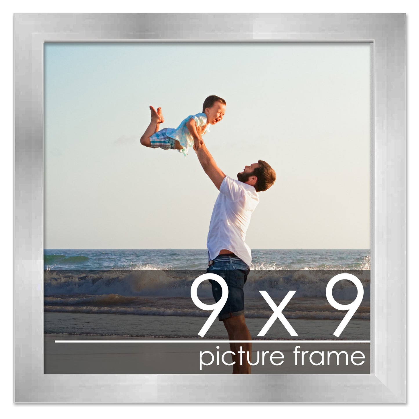 Contemporary Silver Pewter Wood Picture Frame